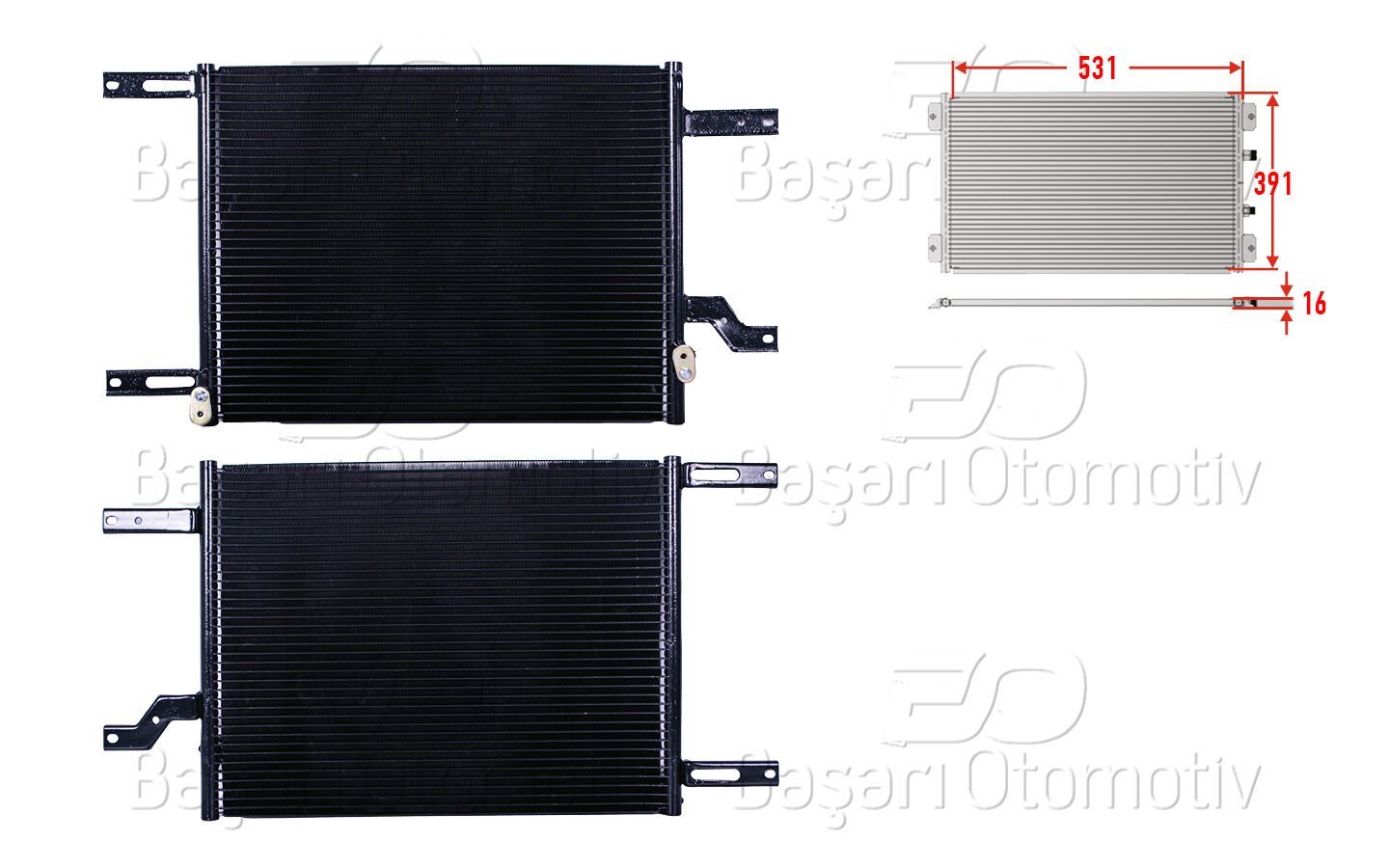 Alfa Romeo 166 1998 Sonrası Klima Radyatörü 531X391X16