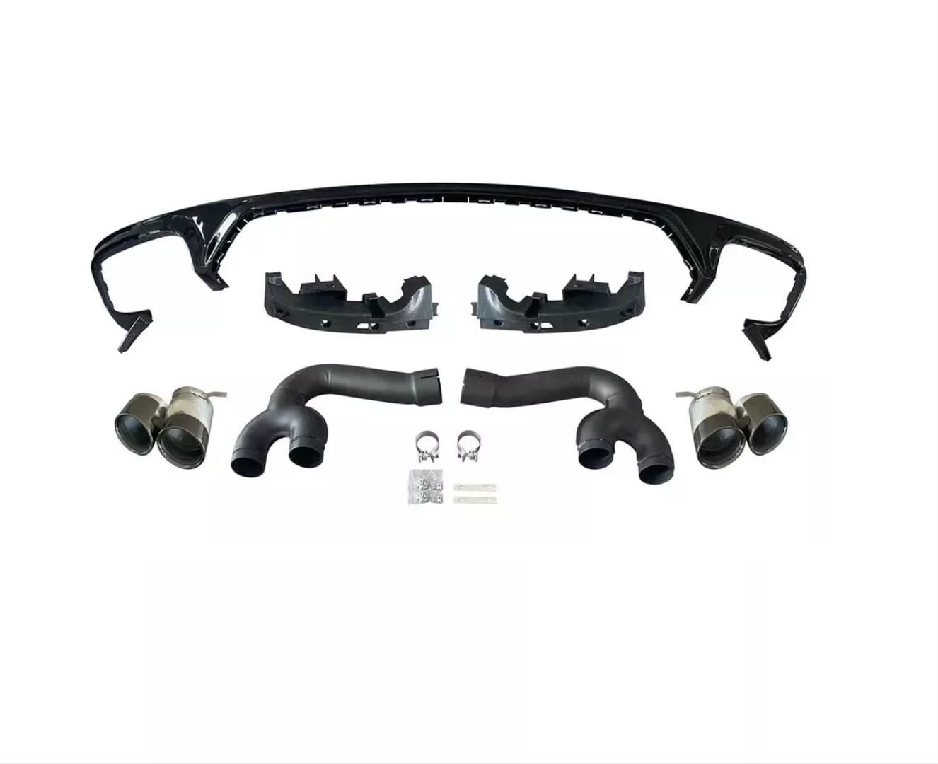 Audi Q8 SQ8 S-Line 2019 Uyumlu Difüzör Siyah Egzoz Seti