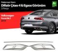 Volkswagen Passat B8.5 2019-2023 Uyumlu Yedek Parça 4'lü R Line 3 Parça Krom Egzoz Görünümü Çıta