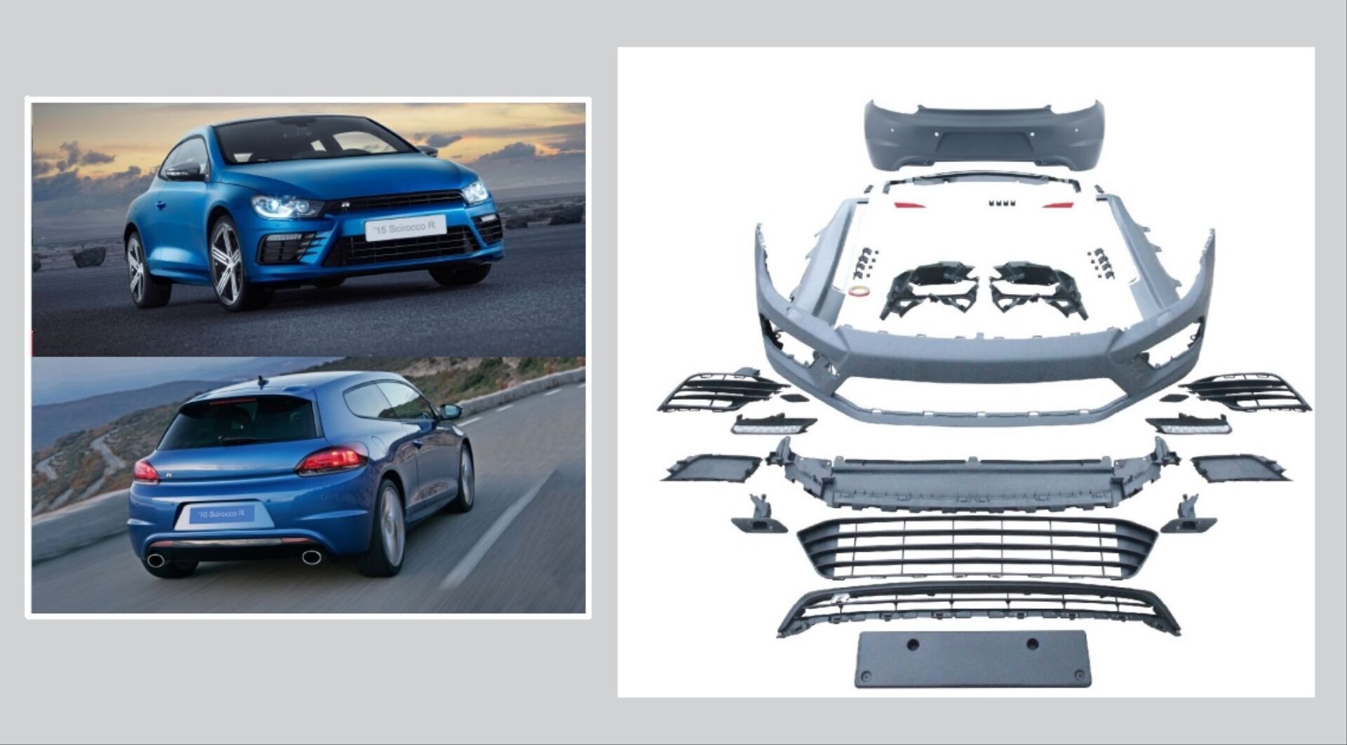 Scirocco 2015+ Uyumlu Yedek Parça Makyajlı R Body Kit