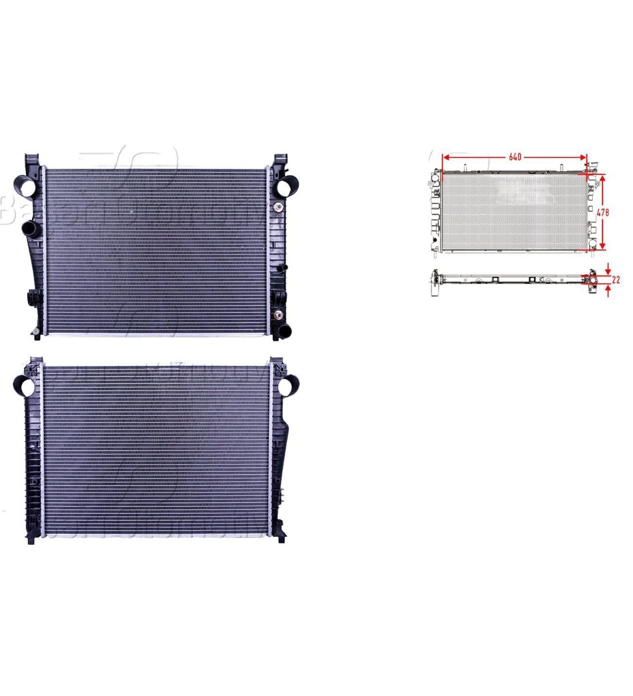 Mercedes-Benz S280 S320 1998 Sonrası Su Radyatörü Brazing MT-AT 640x478x22 mm