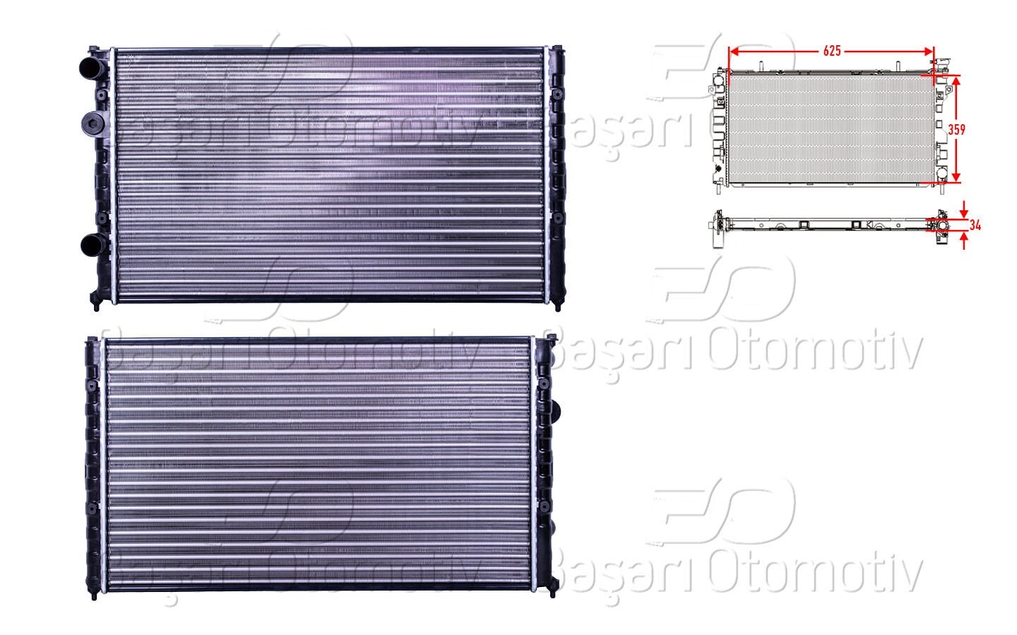 Volkswagen Caddy Polo Classic Seat Cordoba Ibiza 1.4 1.6 1.8 1.9 SDI TDI 1993> Su Radyatörü Mekanik MT 625X378X23