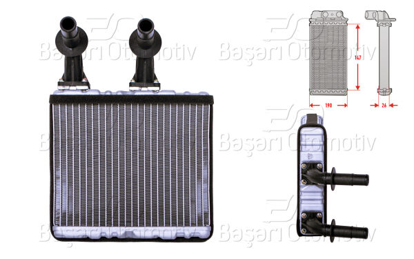 Nissan Primera P10 1993-1996, Maxima 3 J30 1988-1994, Subaru Legacy 1 BC 1991-1993 Kalorifer Radyatörü 190x147 mm