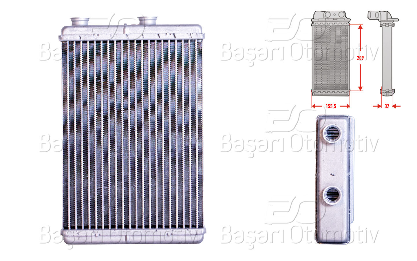 Fiat Doblo Cargo Idea Punto 1.2 1.3 1.4 1.8 1.9 JTD 1999 Sonrası Kalorifer Radyatörü Brazing 208X158 Mm