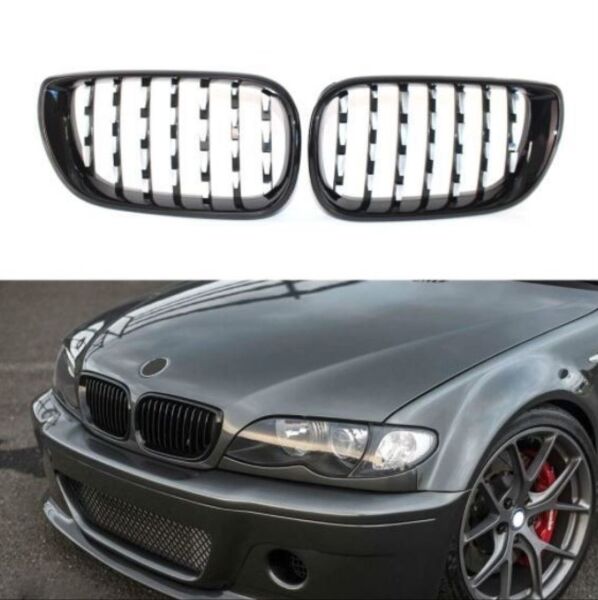 BMW 3 Serisi E46 2002-2004 Diamond Panjur (Böbrek) Piano Black Çerçeve