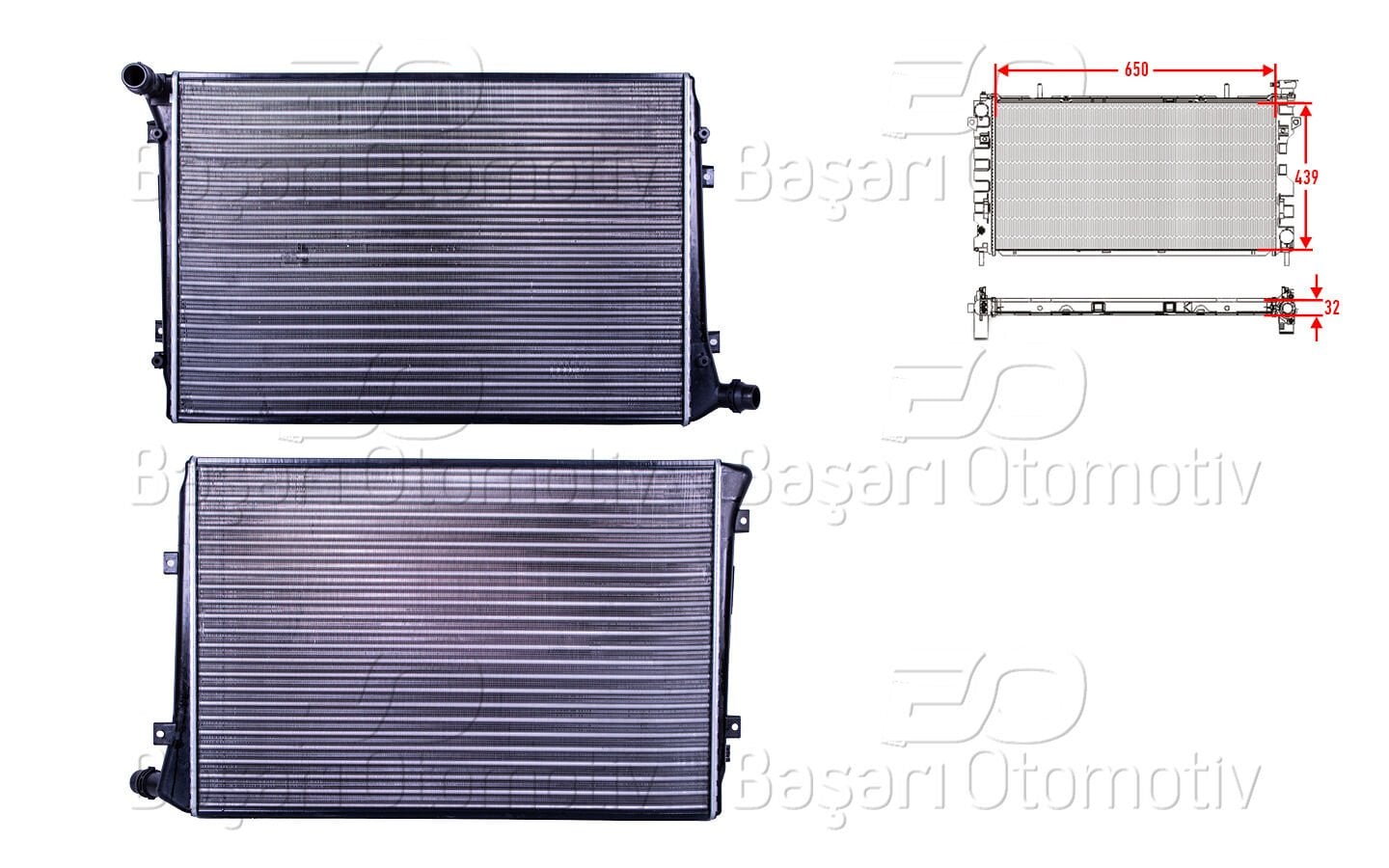 Volkswagen Caddy 1.9 TDI 2004- Su Radyatörü Mekanik MT-AT 650x439 mm