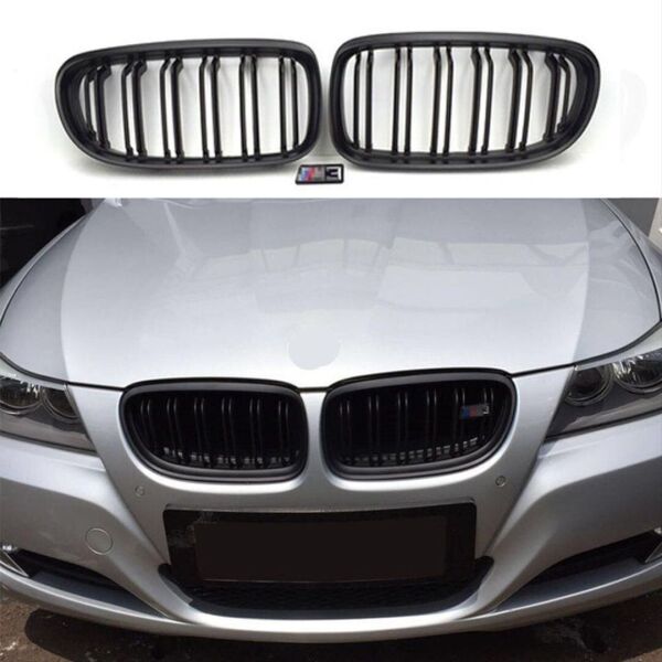 BMW 3 Serisi E90 2008-2011 M3 Böbrek Çift Çizgi Panjur Pıano Black