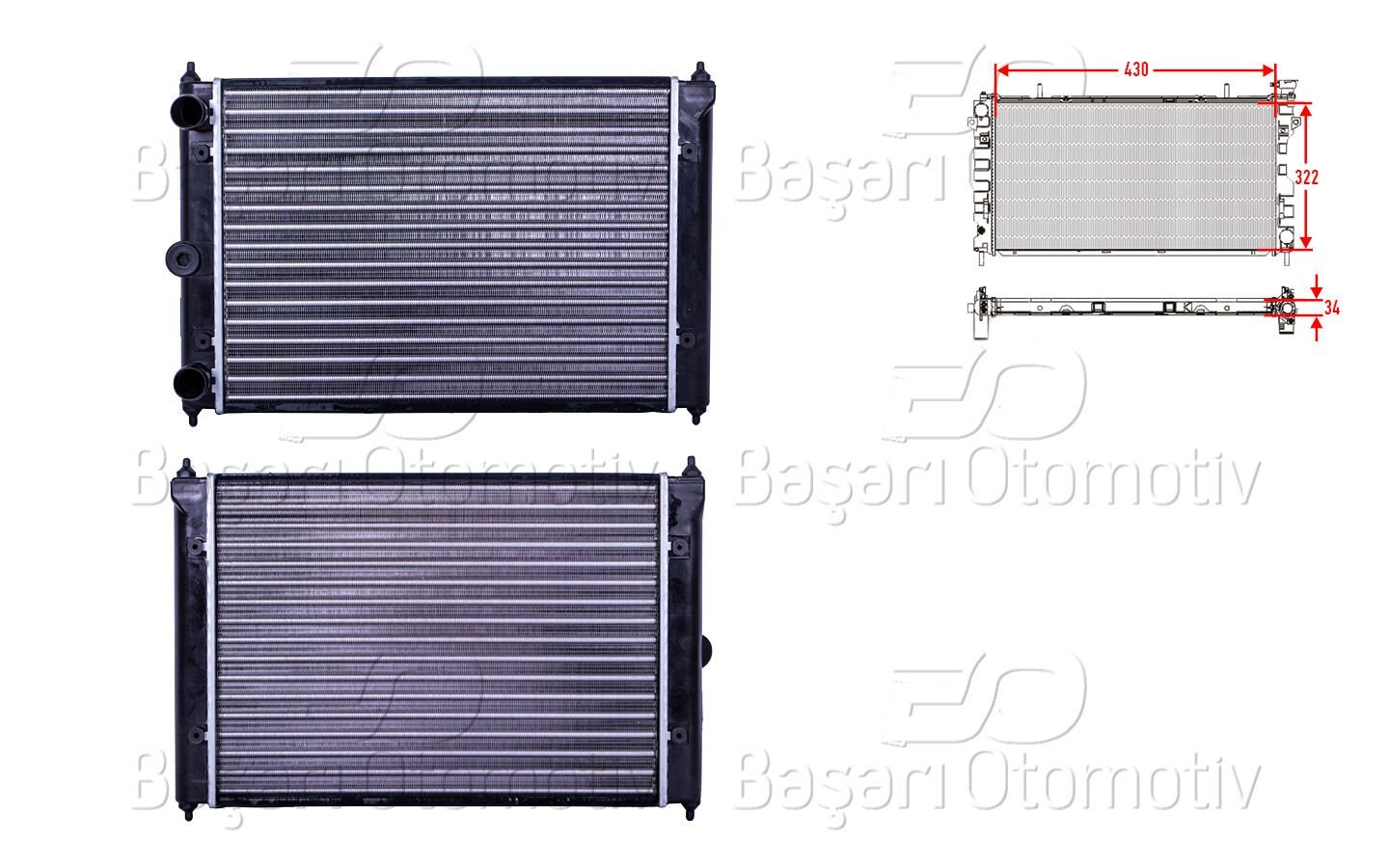 Volkswagen Polo Classic 1.0 1.3 Manuel ve Otomatik Vites Uyumlu Su Radyatörü