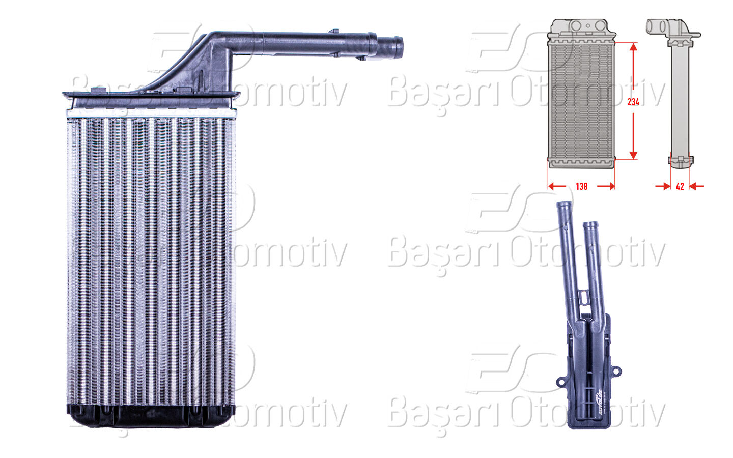 Citroen AX Saxo 1.4 GTI 1.5D 1991-2004 Kalorifer Radyatörü Mekanik (MT-AT 234x138x42 Mm)