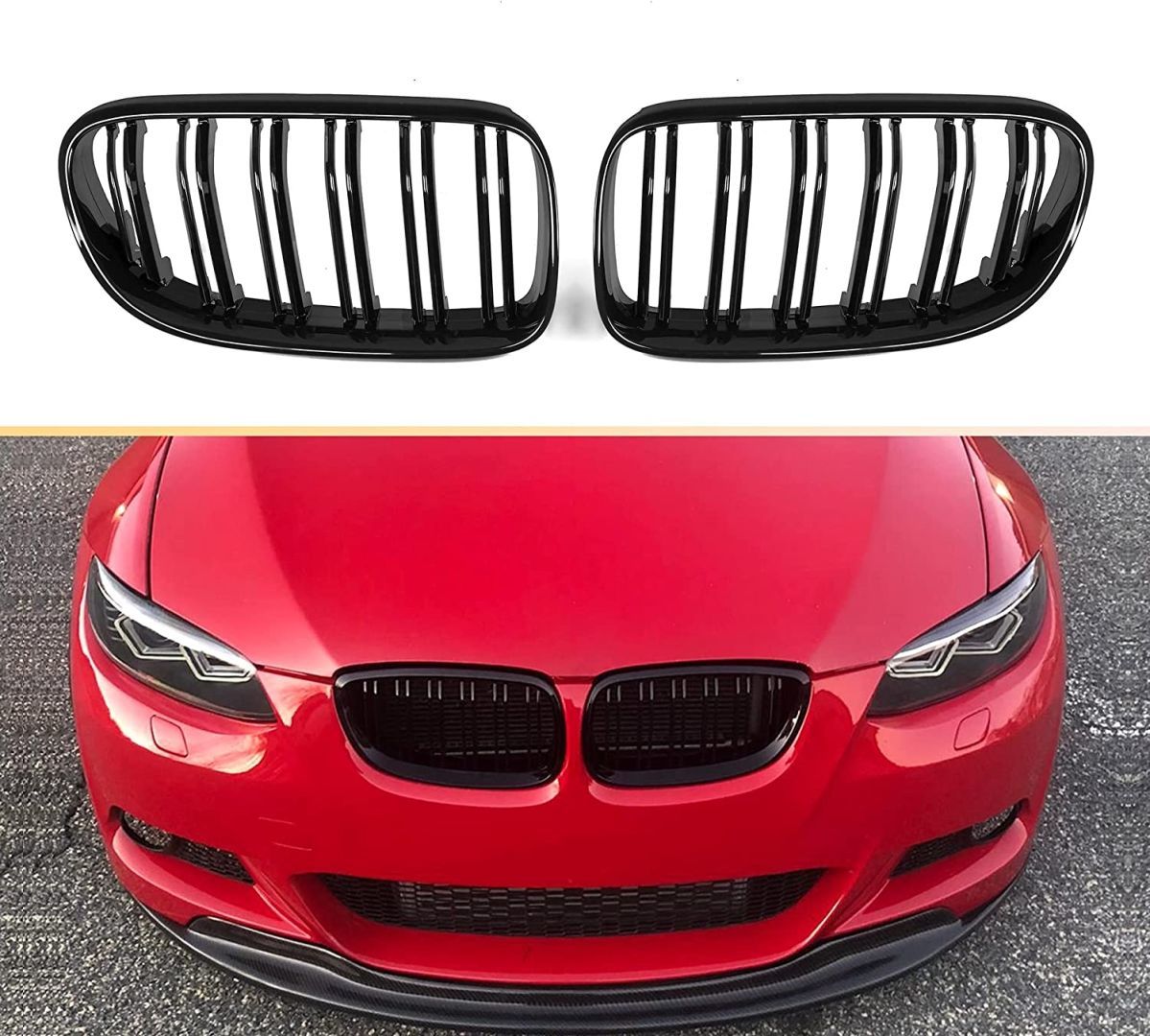 Bmw 3 Serisi E92 2010-2013 Uyumlu M3 Görünüm Panjur ( Çift Çizgi Böbrek ) Pıano Black / Makyajlı Kasa
