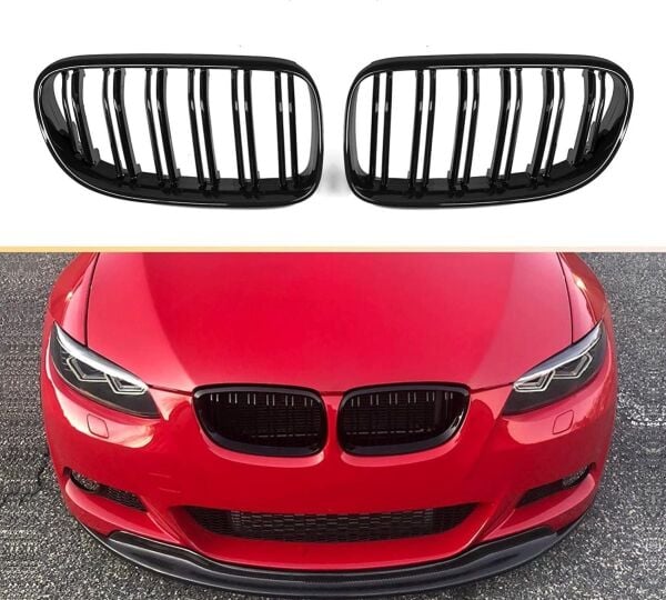 BMW 3 Serisi E92 2010-2013 M3 Görünüm Çift Çizgi Böbrek Panjur Piano Black Makyajlı Kasa