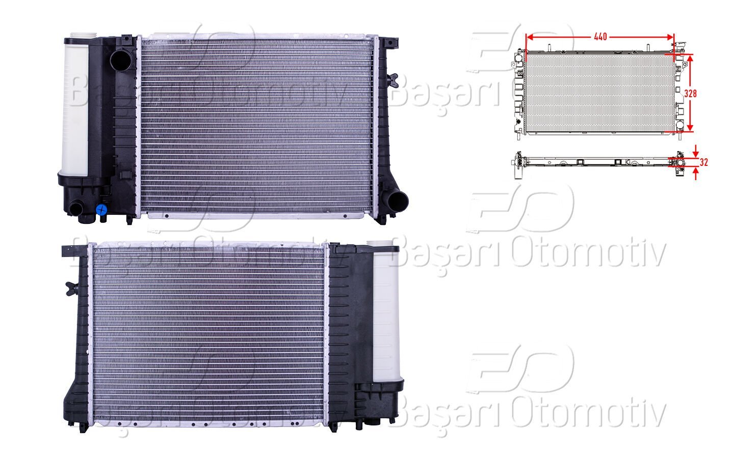 BMW 3 Serisi E30 E36 1989 1999 5 Serisi E34 1987 1996 Su Radyatörü Brazing MT 440X328X32