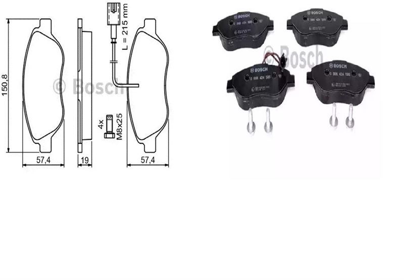 BOSCH B 0986424595 Ön Fren Balatası – Fiat Ducato, Peugeot Boxer ve Citroën Jumper İçin Uyumlu