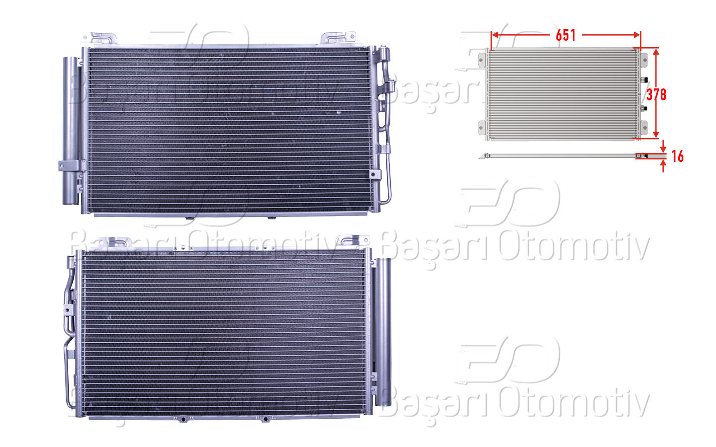 Hyundai Matrix 2001-2010 Klima Radyatörü 651x378x16 (1.6, 1.8 Motor)