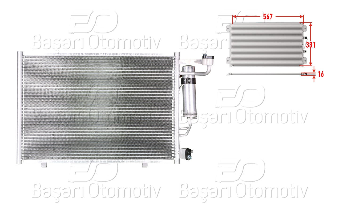 Ford Fiesta 2011-2012 Klima Radyatörü 567x381x16