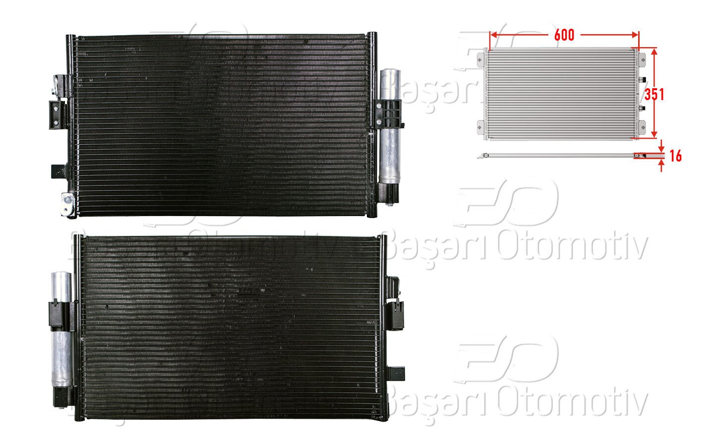 Ford Focus 2012-2017 Klima Radyatörü 600x351x16 (1.0 Motor)