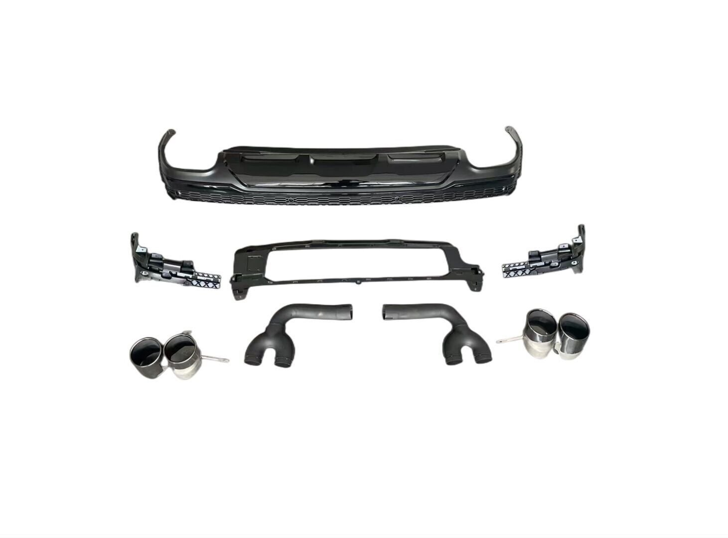 Audi Q7 2020 + SQ7için Uyumlu Yedek Parça Difüzör & Siyah Egzoz Seti