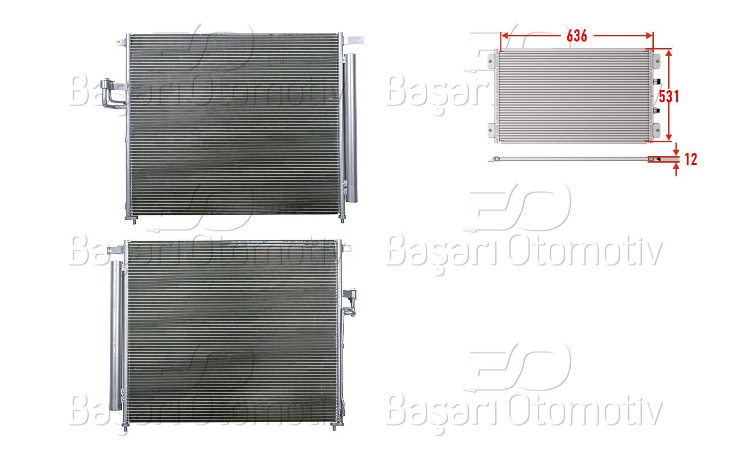 Ford Ranger 2012-2023 Klima Radyatörü 636x531x12 (OEM: 5139233, 5264360, 940266)