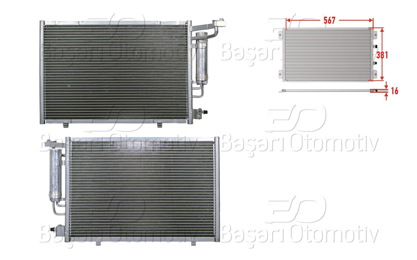 Ford Fiesta 2012 Sonrası Klima Radyatörü 567x381x16 (1.4, 1.5, 1.6 Motorlar)
