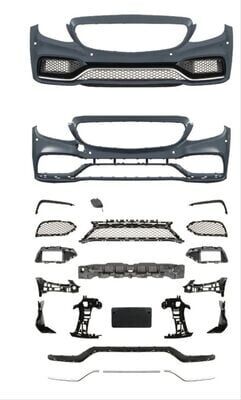 W205 C Serisi İçin C63 Görünüm Ön Tampon Panjur (Silver Trim) Gtr Panjur İle