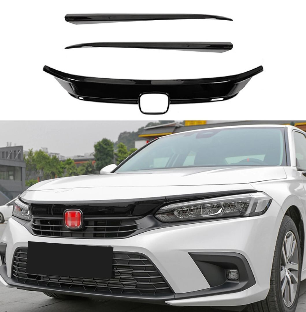 Honda  Civic FE1 2022 Uyumlu Panjur Kaplama - Piano Black / 3 Parça