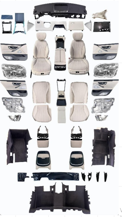 Mercedes W221 UyumluYedek Parça  W223 Dizayn Krem Koltuk, Kapı Döşeme, Kolçak, Ön Göğüs, Hayalet Gösterge Dönüşüm Seti