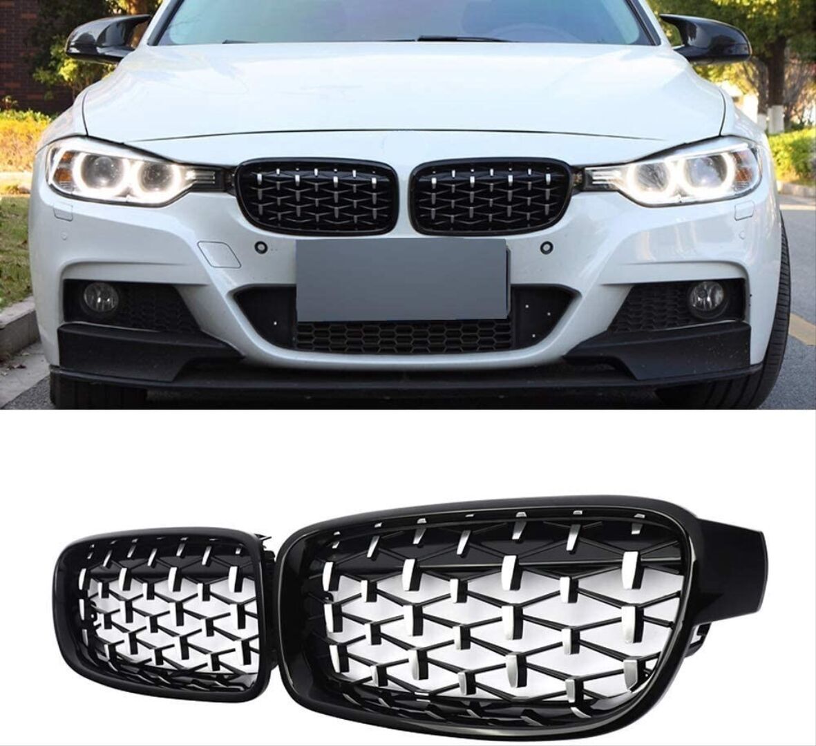Bmw 3 Serisi F30 2012-2018 Uyumlu Dıamond Panjur ( Böbrek ) Pıano Black
