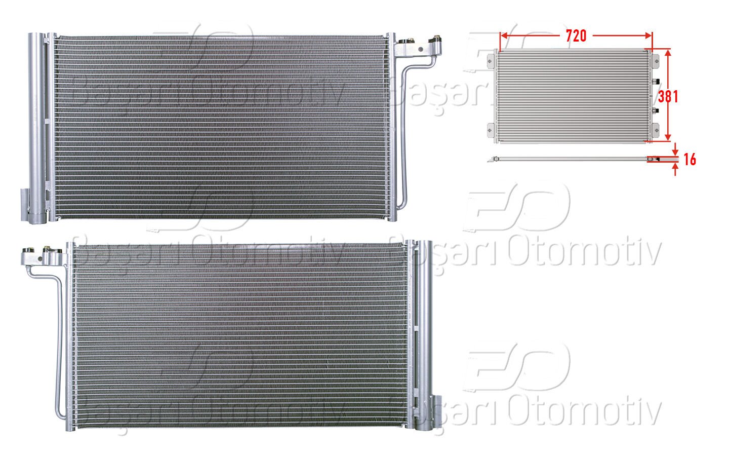 Ford Focus Benzinli 2011 Sonrası Klima Radyatörü 720X381X16