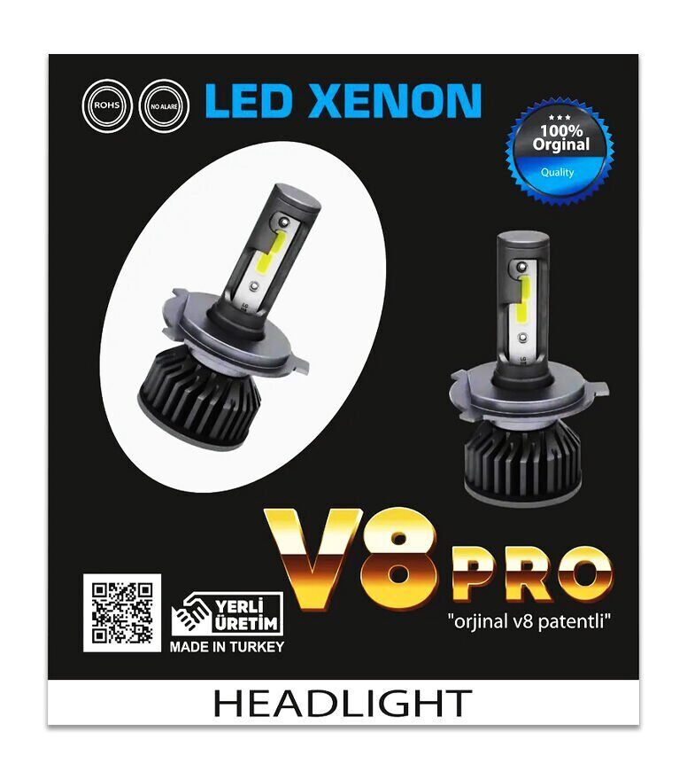 V8Pro 9005 Led Xenon Beyaz 12V / 50W / 8000 Lumens