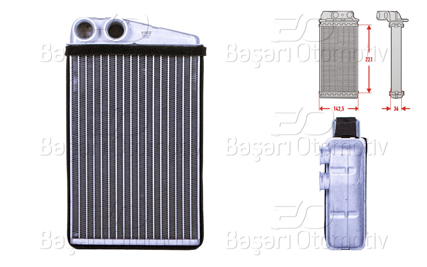 Renault Grand 2 Megane 2 Scenic 2 1.4 1.5 DCI 1.6 1.6 16V 1.9 1.9 D 1.9 DCI 2.0 DCI 2003 ve Sonrası Kalorifer Radyatörü Brazing 220x144 MM