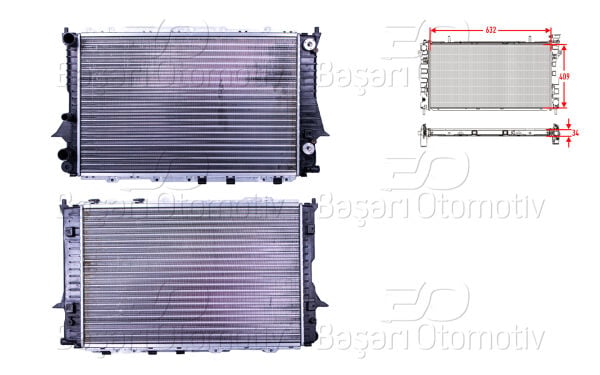Audi A100 A6 1994 Sonrası Su Radyatörü Mekanik (632x415x34 mm)