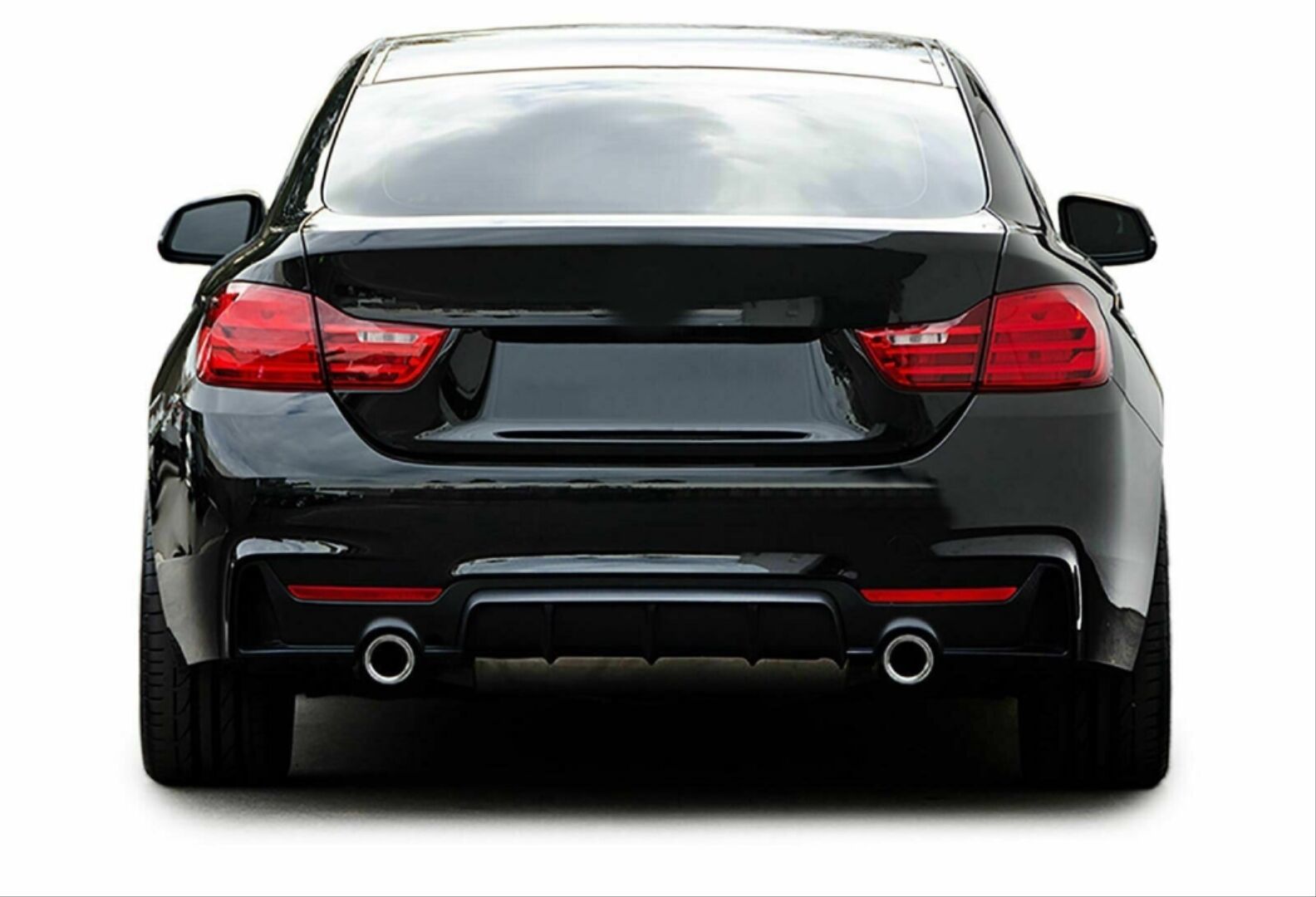 Bmw 4 Serisi F32 / F36 2014-2020 Uyumlu M Difüzör Çift Çıkış İnce / Pıano Black