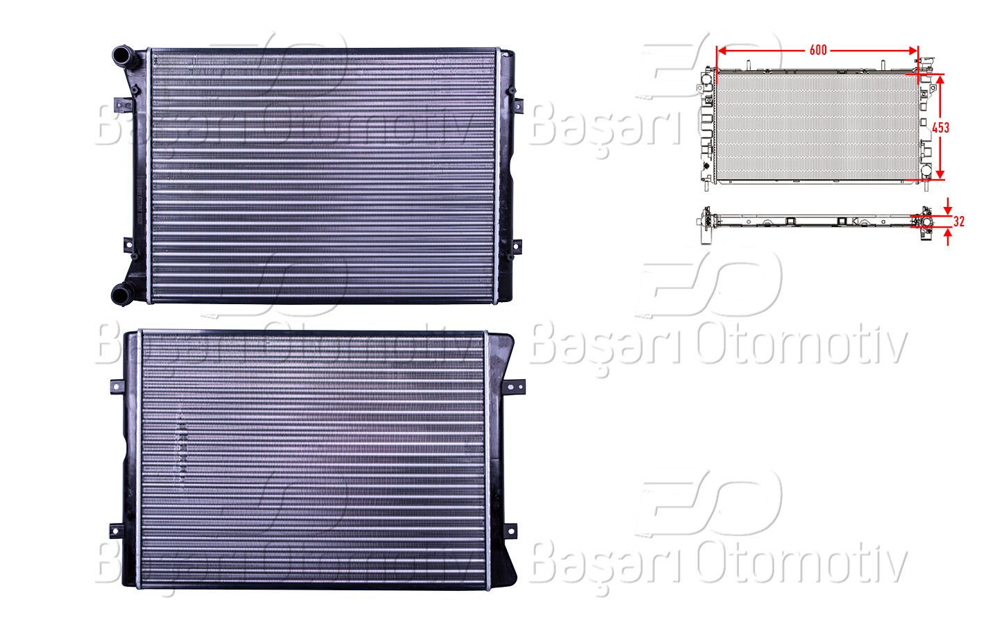 Volkswagen Sharan 2003 Sonrası Su Radyatörü Mekanik MT-AT 600x452x34mm