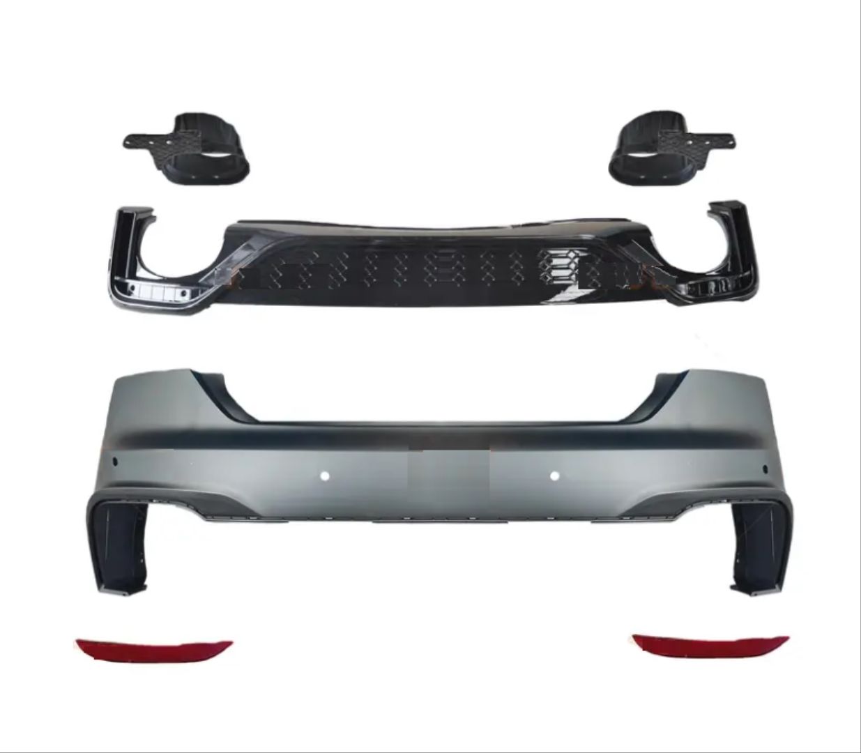 Audi A5 2021+ İçin Uyumlu 4 Kapı RS5 Arka Tampon Difüzör Egzoz Set