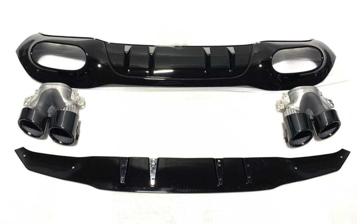 Mercedes A45 W177 HB 2019+ Uyumlu Yedek Parça Difüzör & Siyah Egzoz Seti