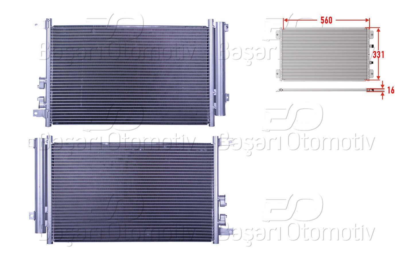 Alfa Romeo 147 1.9 JTD 2001 Sonrası Klima Radyatörü (560x331x16 mm)