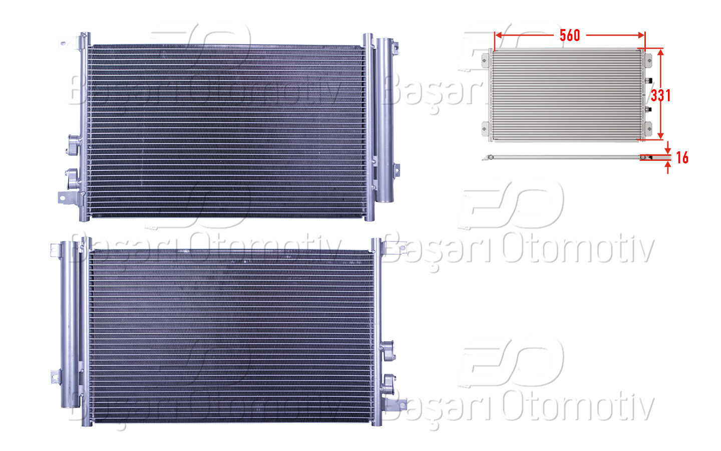 Alfa Romeo 147 1.9 JTD 2001 Sonrası Klima Radyatörü (560x331x16 mm)