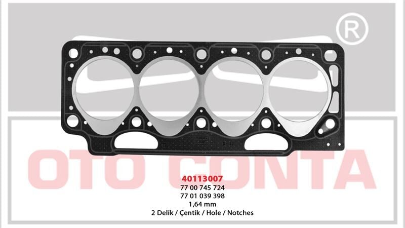 Express R19 1.9D F8Q Silindir Kapak Contası 1.75mm 80.00mm 2 Delik