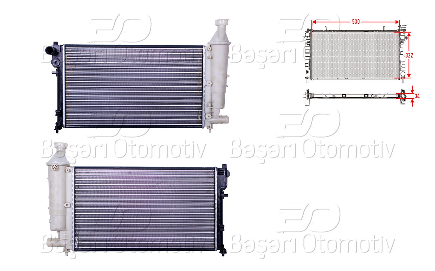 Citroen Saxo 1996-2004 Radyatör Mekanik 531x322x23 mm
