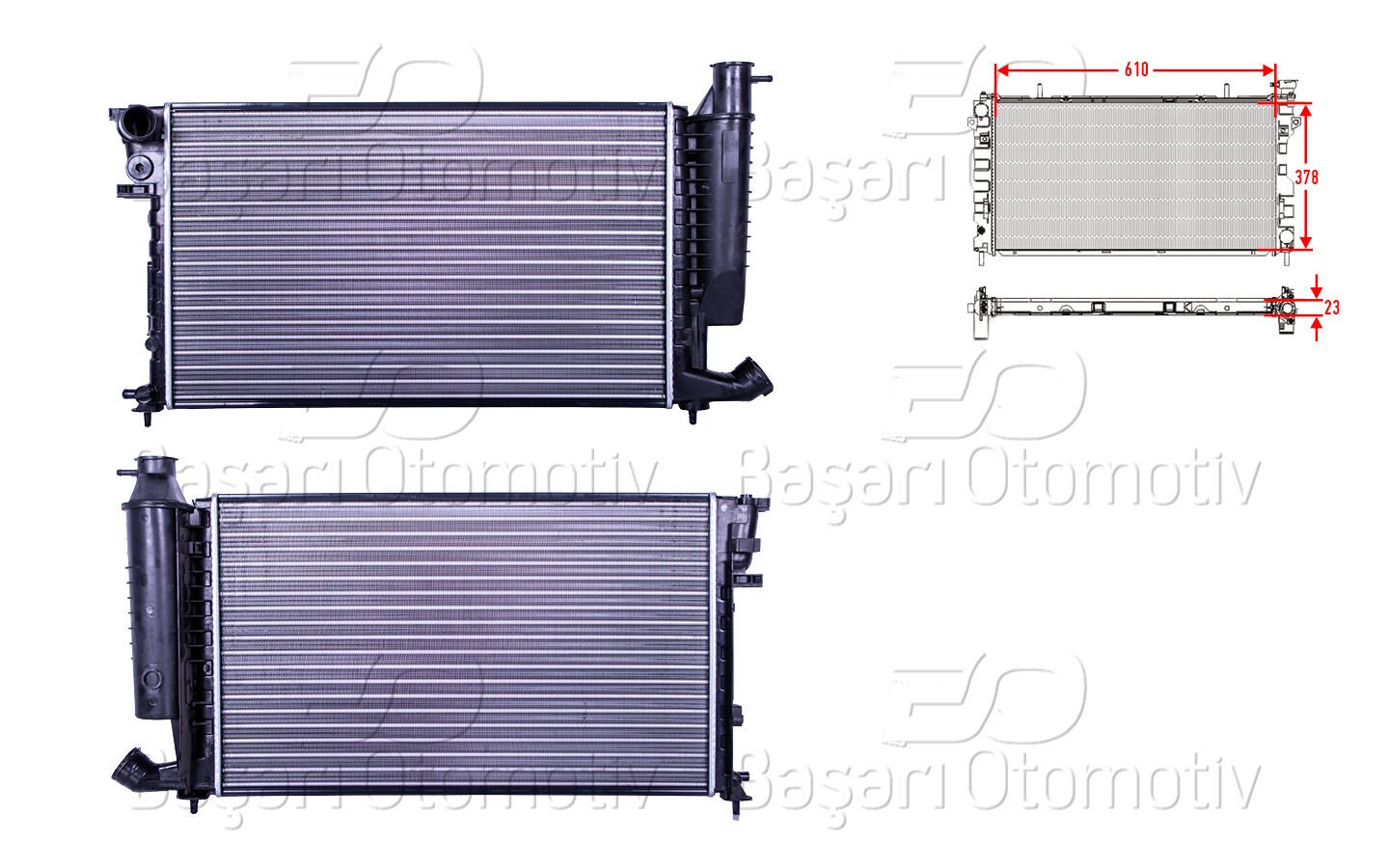 Peugeot 306 1994 Sonrası Su Radyatörü Mekanik (610x378x23 mm)