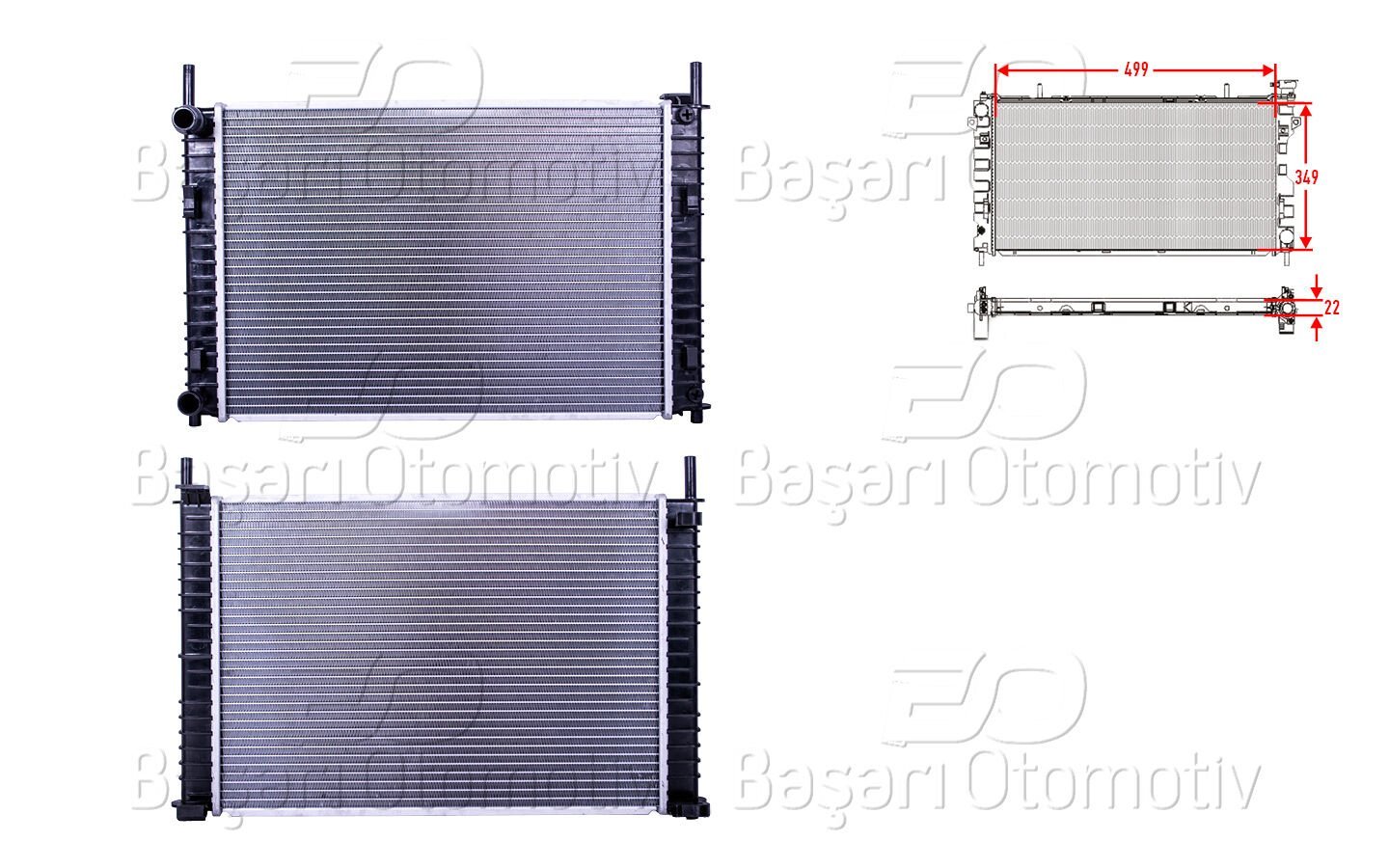 Ford Fiesta 1.4 TDCI 2002 Sonrası Su Radyatörü Brazing MT 499x349x22