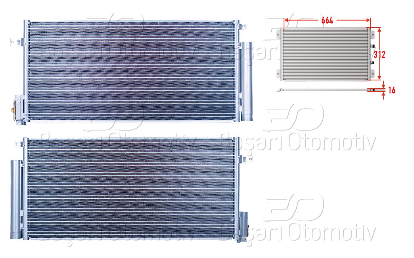 Opel Corsa D ve Fiat Bravo Doblo Grande Punto 2006 Sonrası Uyumlu Klima Radyatörü